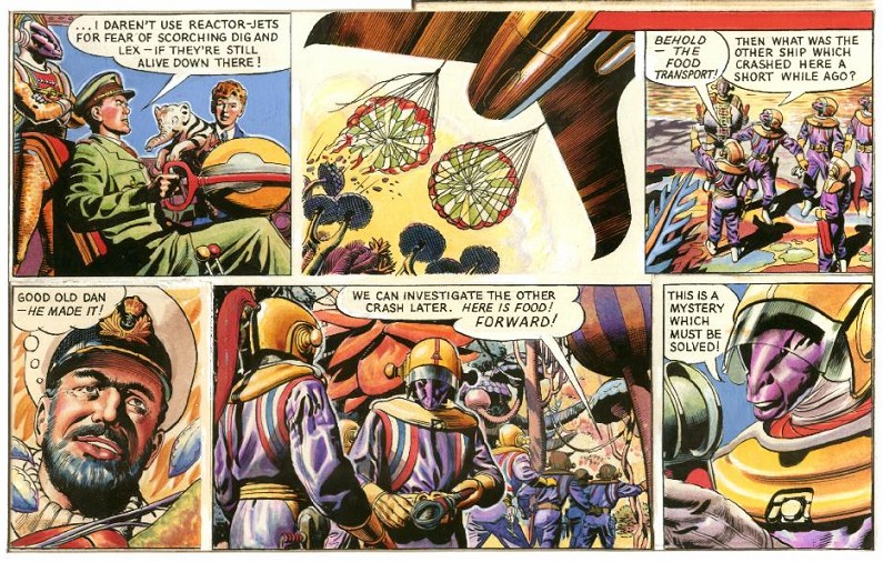 A scan of another sequence of frames from the "Rogue Planet" Dan Dare story