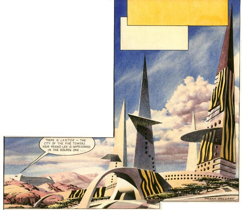 A scan of a frame from the "Trip to Trouble" Dan Dare story