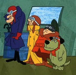 The four members of the Vulture Squadron - Dick Dastardly, Zilly, Klunk and Muttley