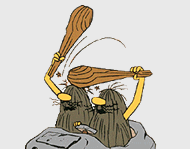 An animated GIF of the Slag Brothers in their Boulder Mobile car