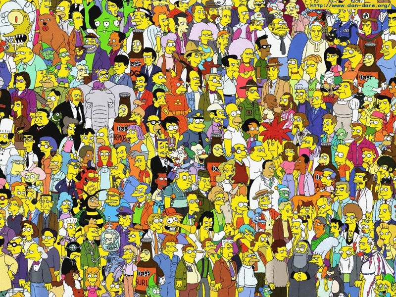 Click here to see where the five main members of the Simpsons family are in this picture