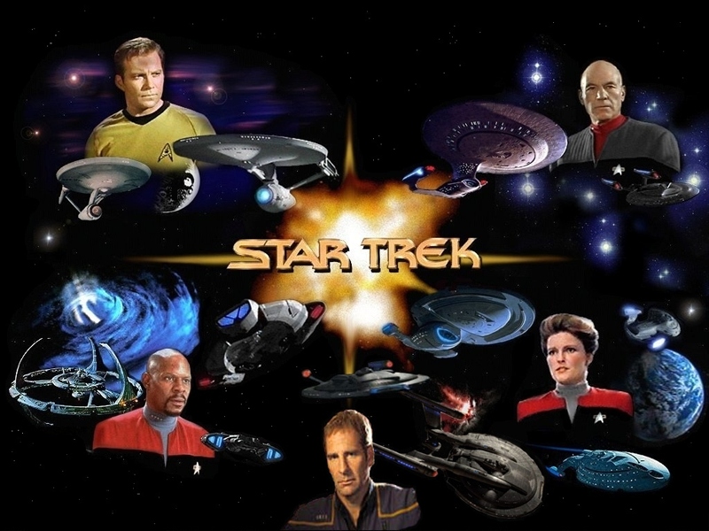 poster of the 4 star trek ships and their captains
