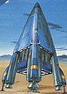 The Thunderbirds 2086 "TB-2", which now has spaceflight capabilities in addition to the original Thunderbird 2's features